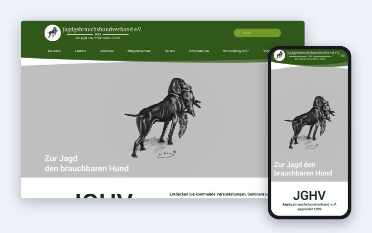 The home page on a desktop and on a phone