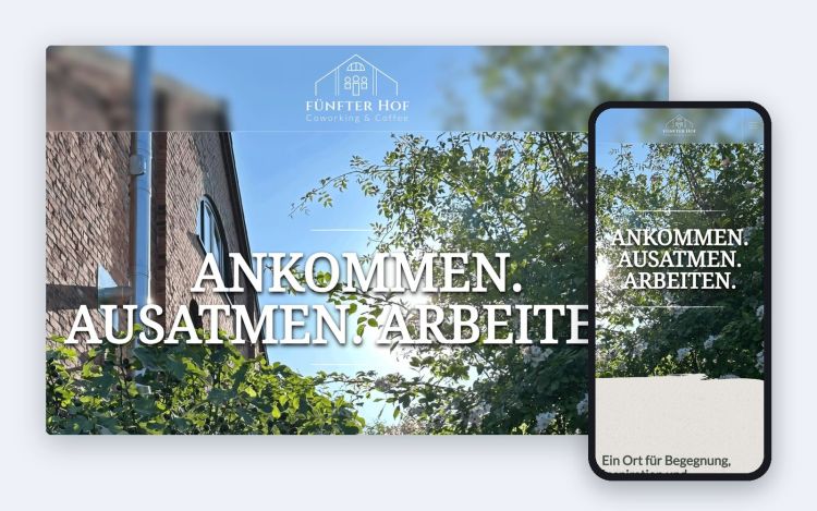 The home page on a desktop and on a phone