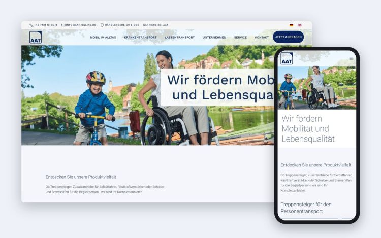 The home page on a desktop and on a phone