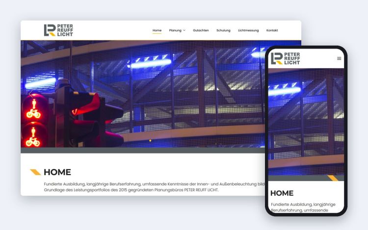 The home page on the desktop and on a phone