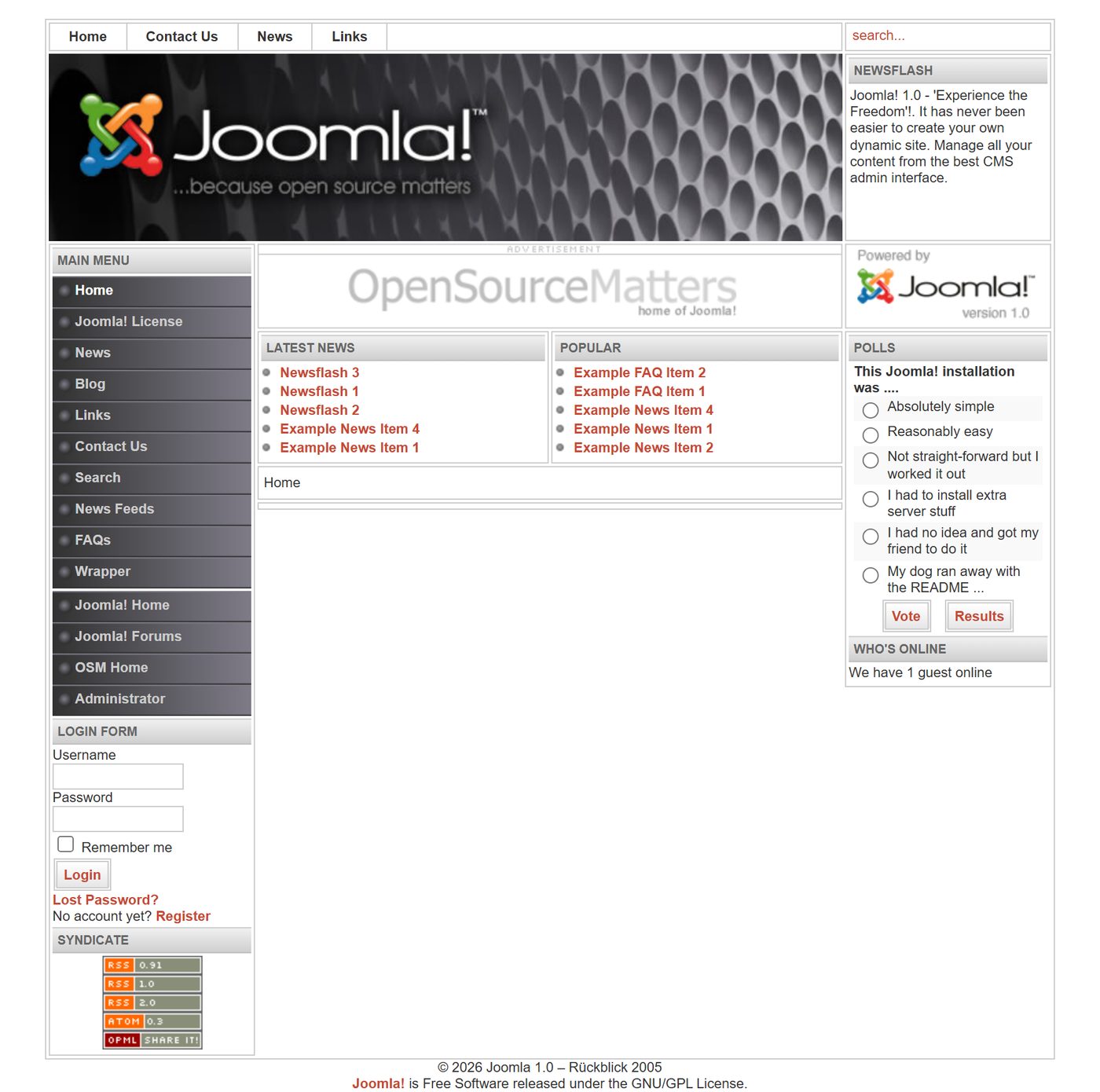 Joomla 1.0: article