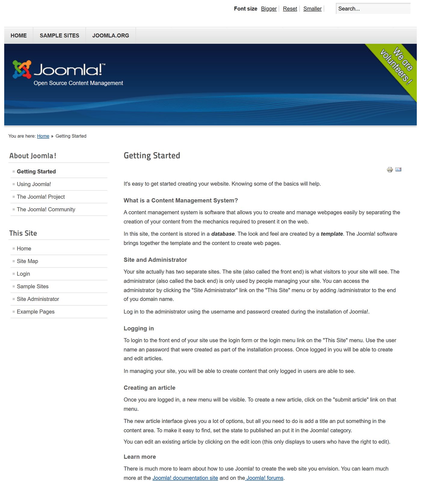 Joomla 1.7: Getting Started