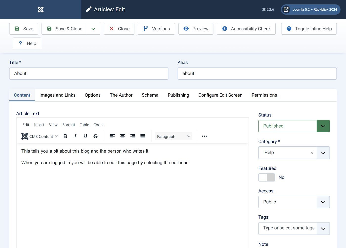 Editing an article in 5.2.