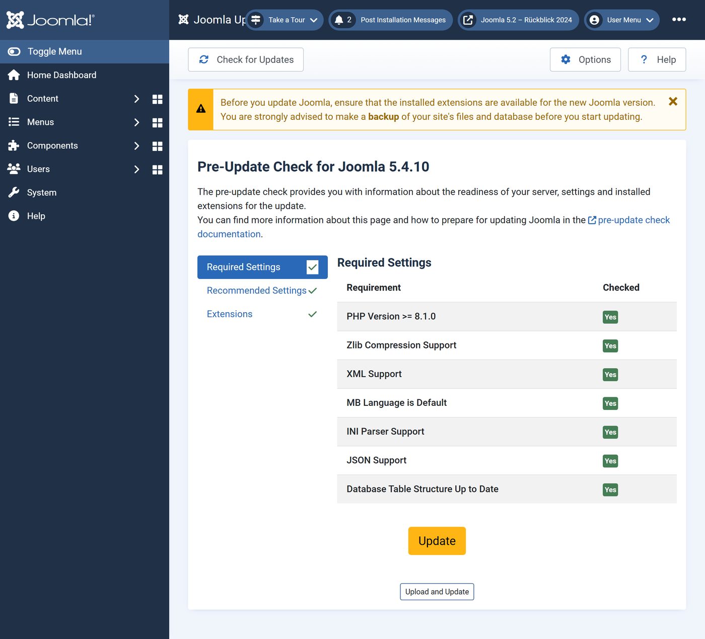 Joomla 5.2: Joomla Update
