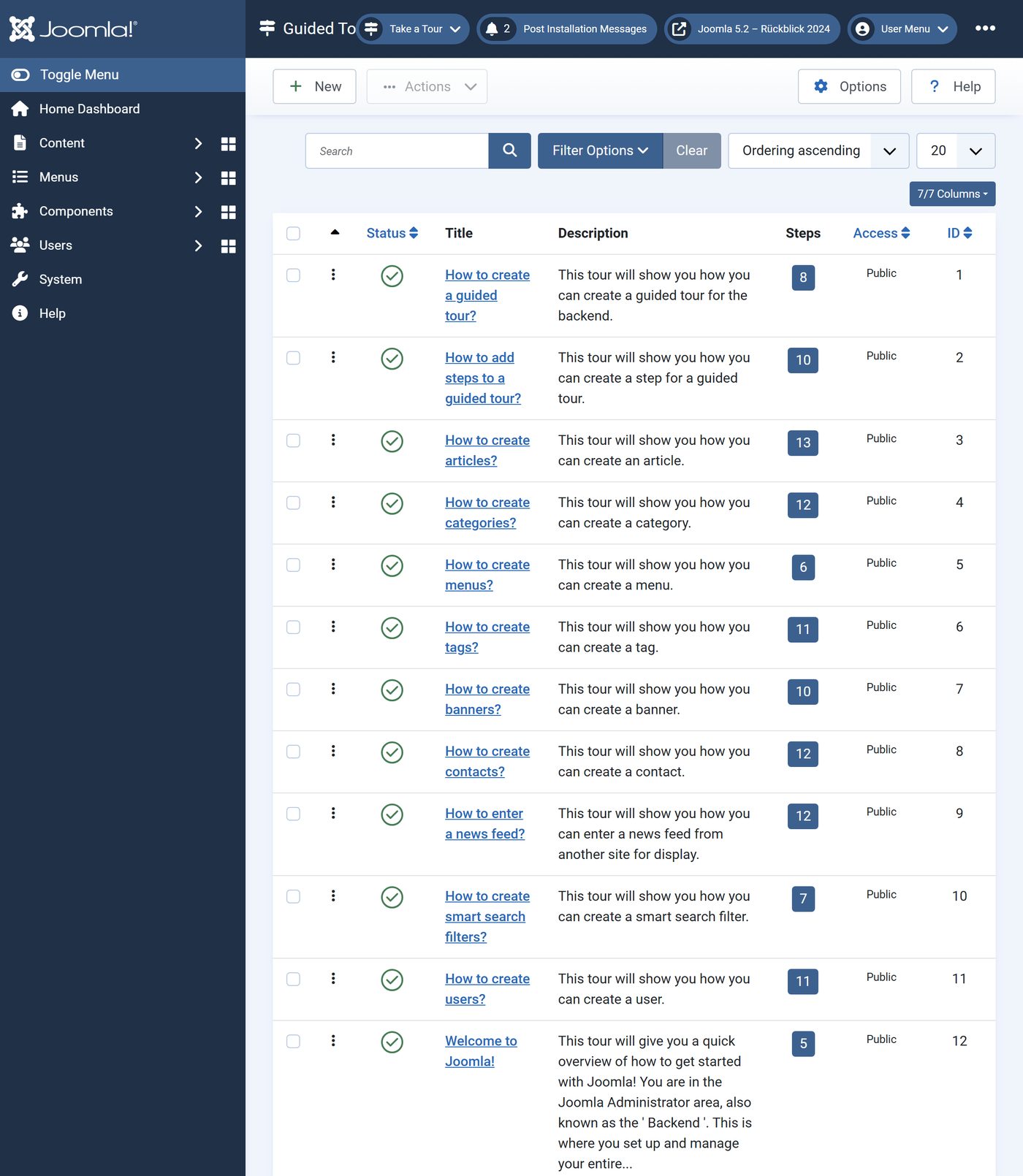 Joomla 5.2: The guided tours