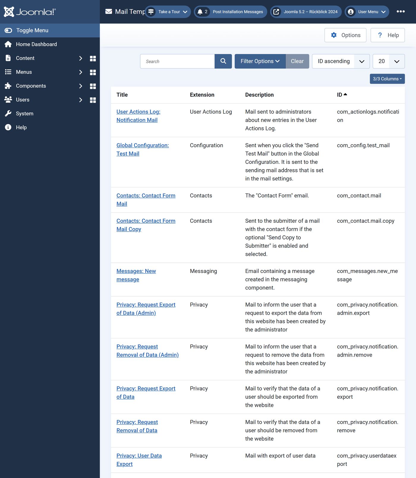 Joomla 5.2: The mail templates