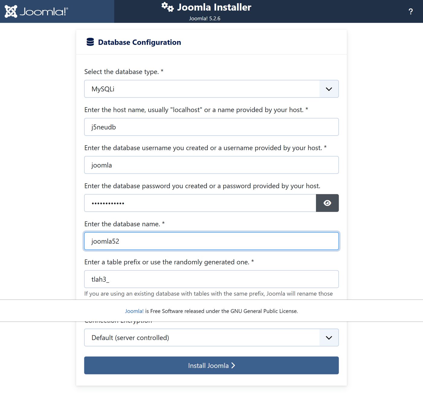 Joomla 5.2 installer: step 3