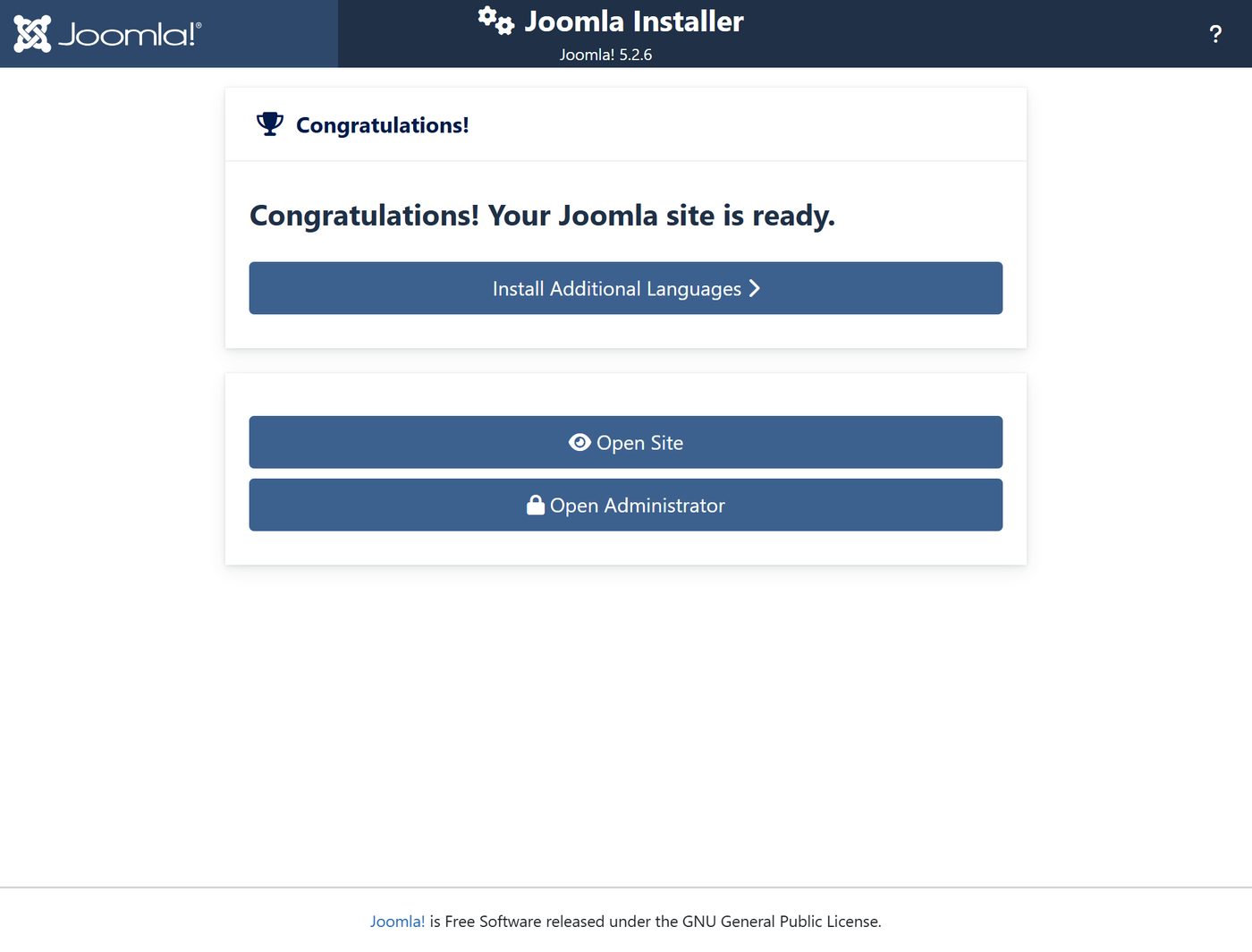 Joomla 5.2 installer: step 5