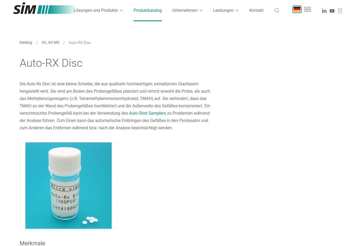 Product page (Auto-RX Disc) of the new website (Desktop)