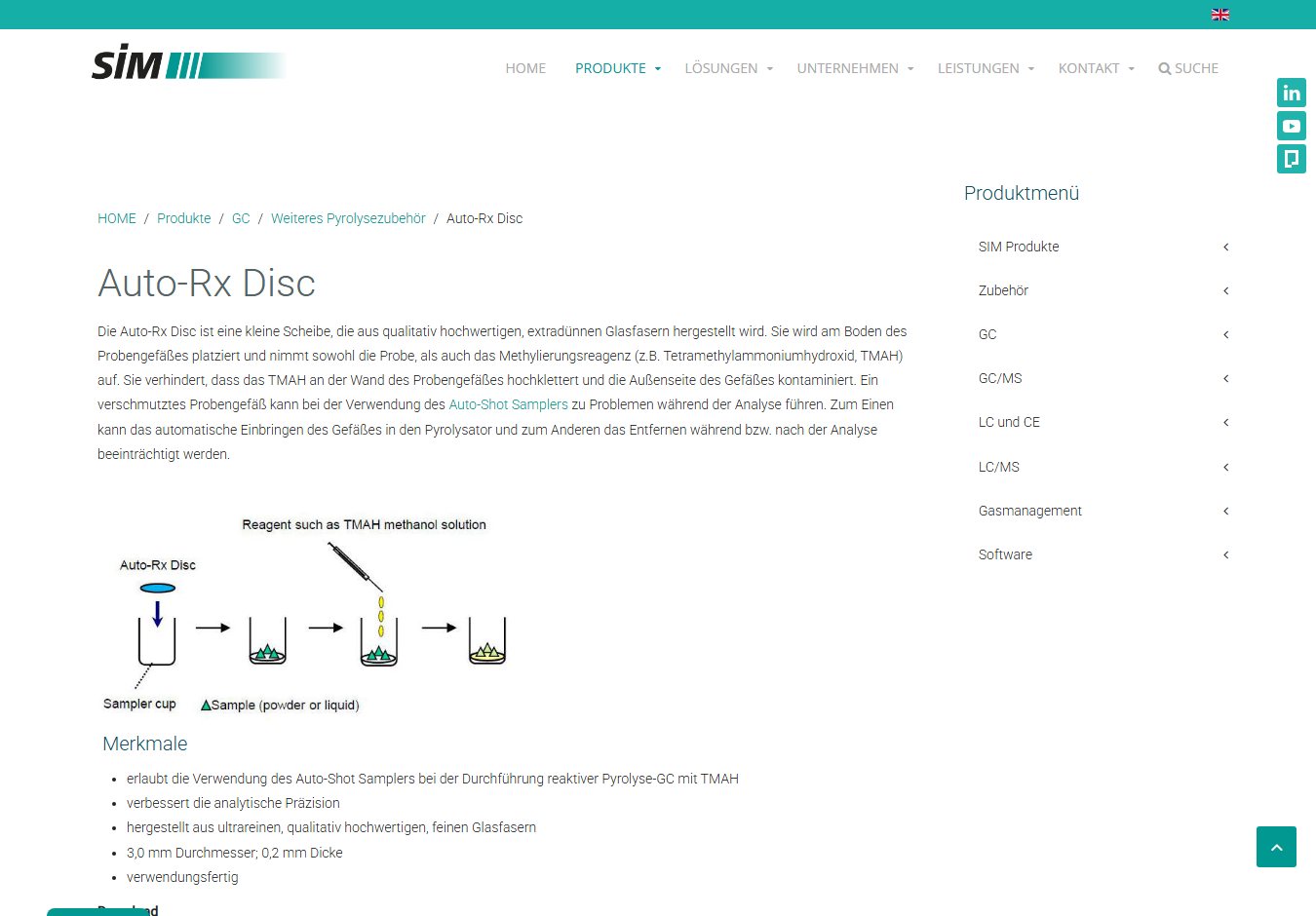 Product page (Auto-RX Disc) of the old website (Desktop)