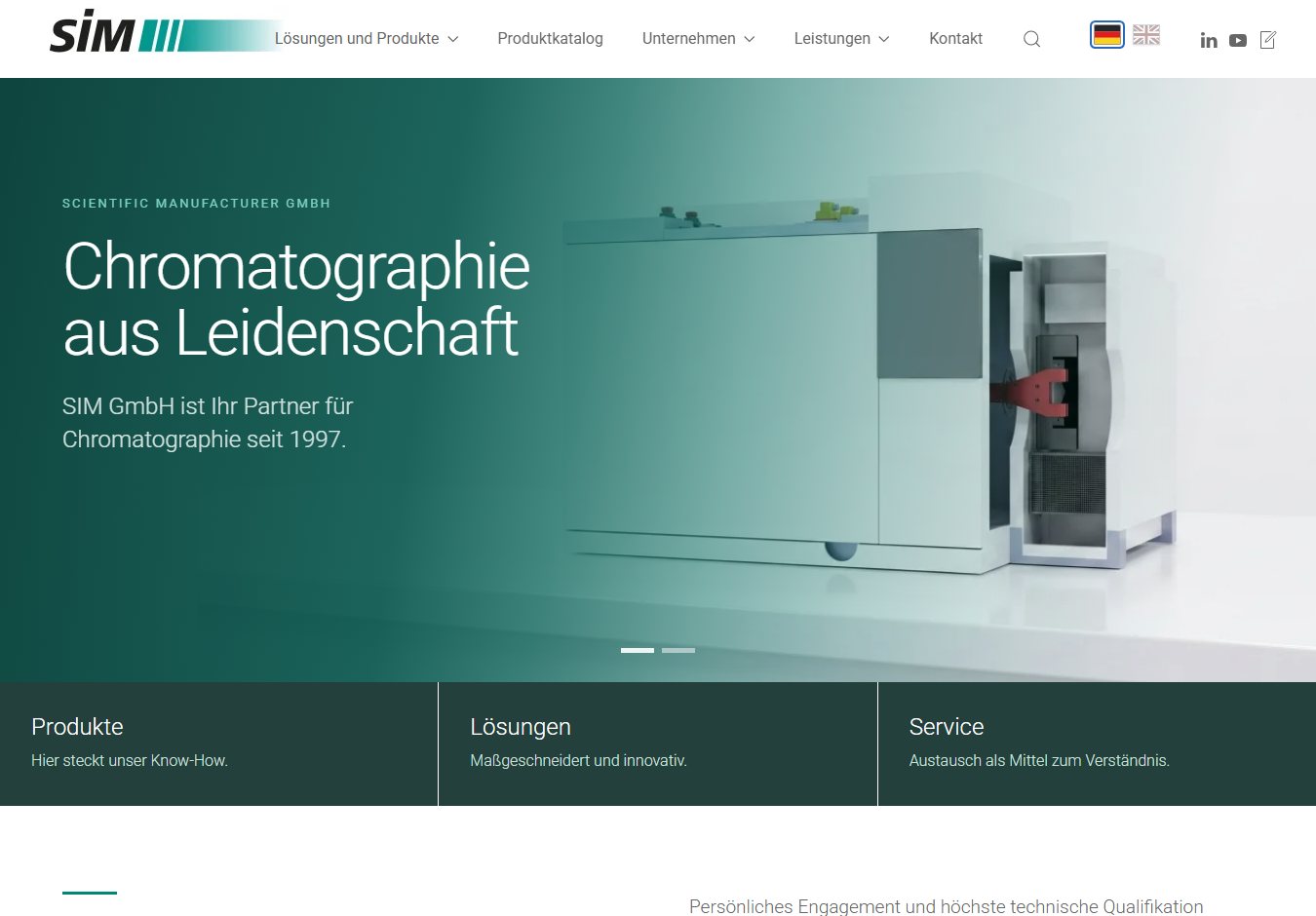 Home page of the new SIM website