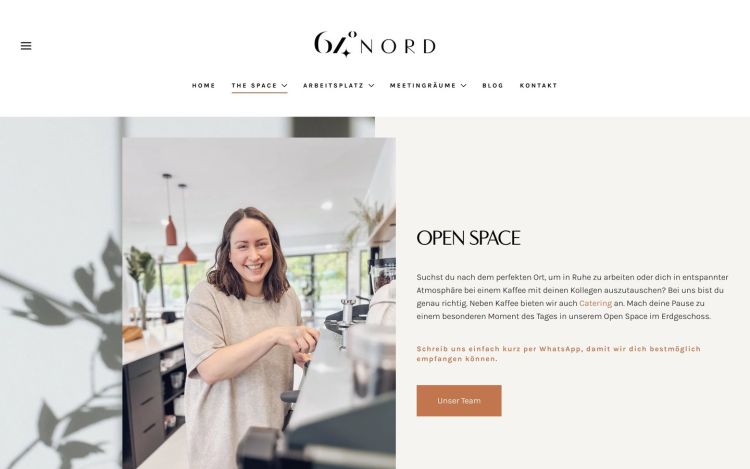 Page “The Space” with the open space on the ground floor