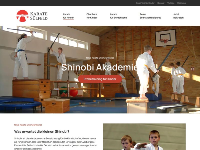 Page “Shinobi Academy”: ninja karate with self-defence and sword fighting