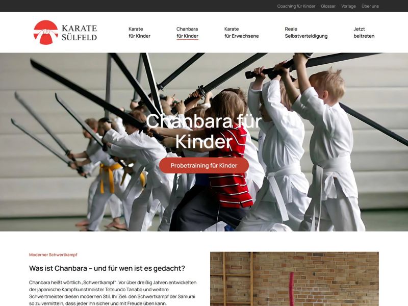 Page “Chanbara for children”: modern sword fighting with soft swords