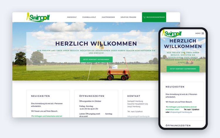 The home page on a desktop and on a phone