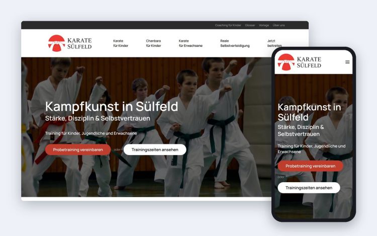 The home page on a desktop and on a phone