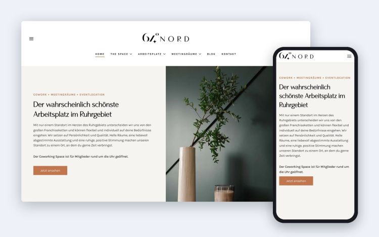 The home page on the desktop and on a phone